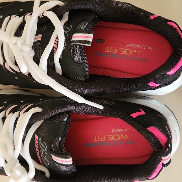 7.5 Wide Skechers D’Lites Black Pink Sketchers Delites Nursing Walking Casual - Picture 8 of 9